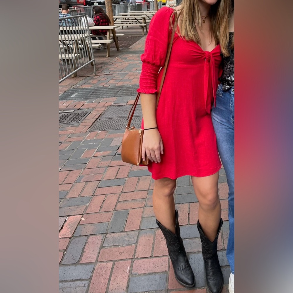 Vestique Red Tie-Front Dress